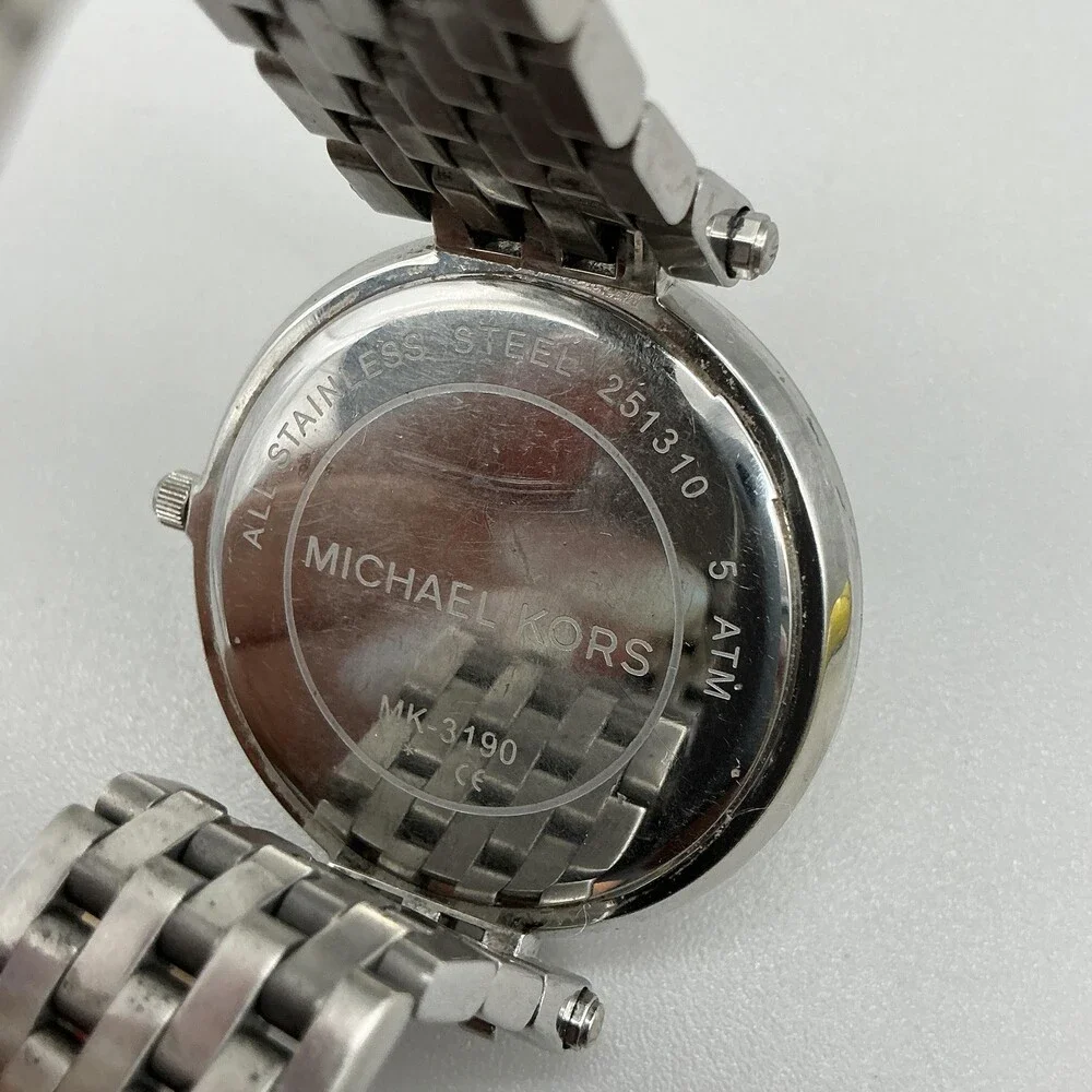 Michael Kors Womens Watch 39mm Silver Tone Crystals MK3190 New Battery 7